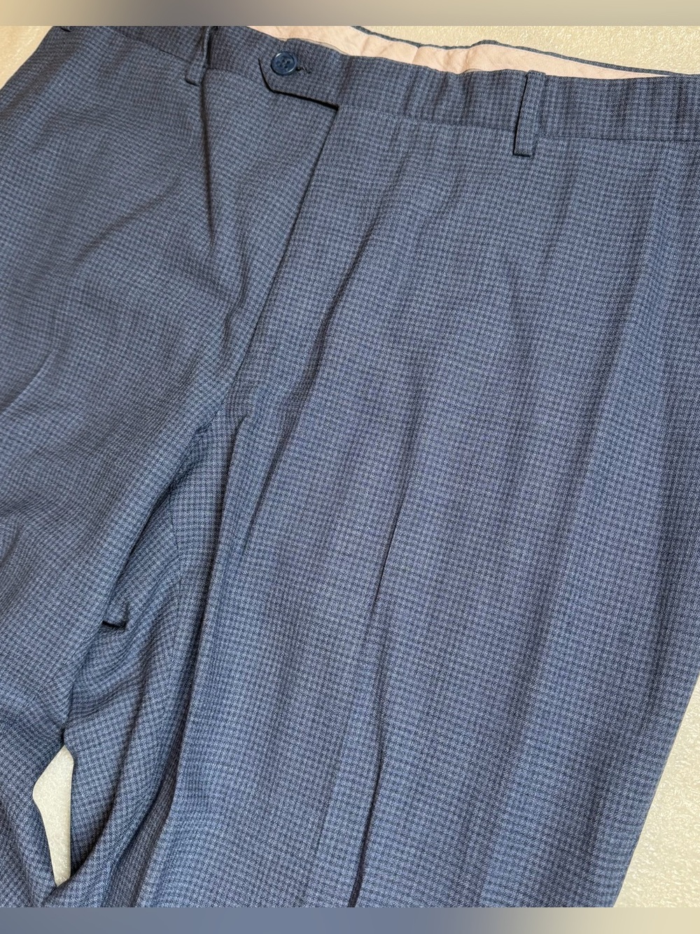 Canali Wool Dress Pants Men’s Blue Check Plaid 38x32 Made In Italy